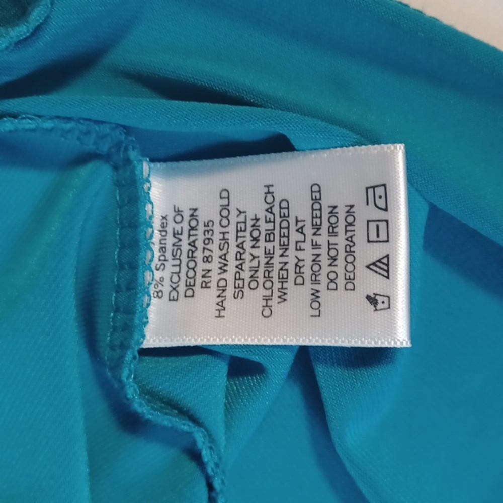 Y2K Susan Graver Embellished Print Teal Design Top 3/4 Sleeves XL - Picture 5 of 9